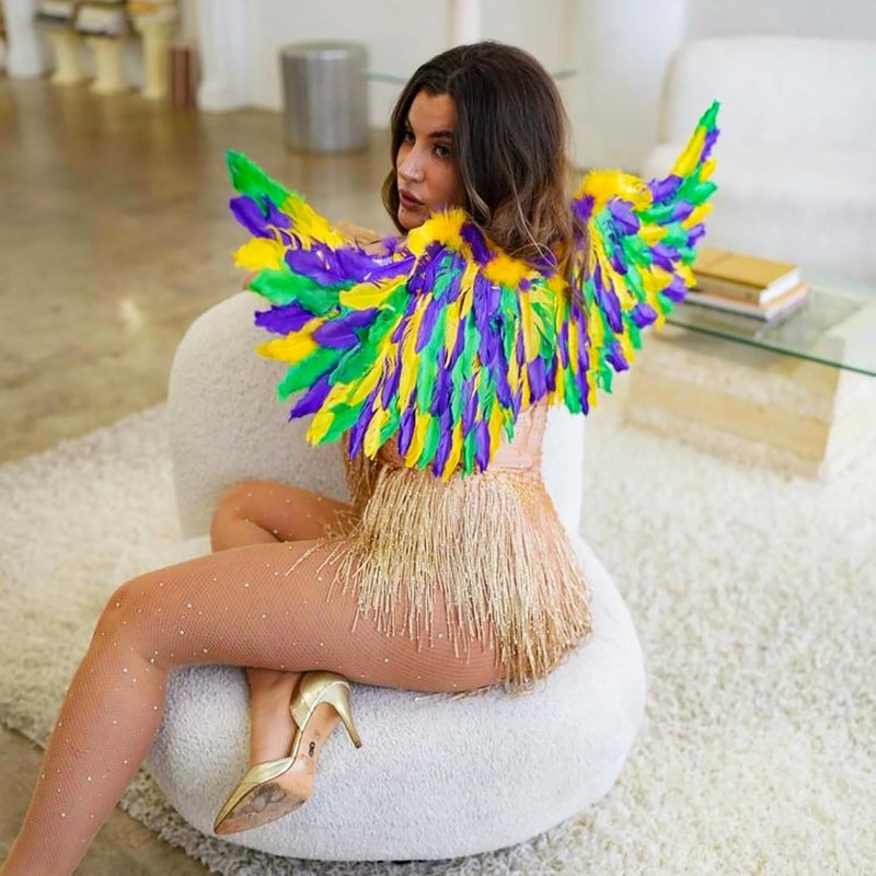 Holmgren Mardi Gras Craft Feathers Bulk - 200pcs 5-6inch Big Goose Feathers for Mardi Gras Decoration Carnival Masquerade Party Costume Decoration (Mardi Gras) - Image 2